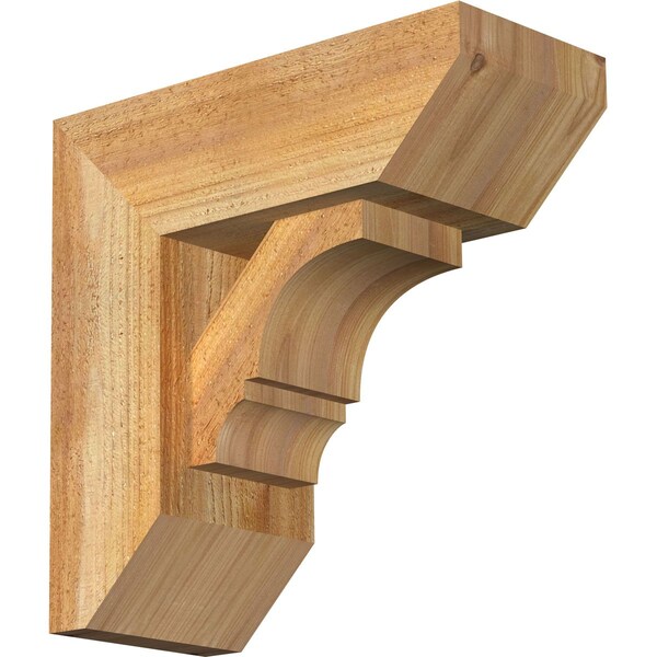 Ekena Millwork Balboa Slat Rough Sawn Bracket w/ Offset Brace, Western Red Cedar, 6"W x 14"D x 14"H BKT0604X14X14BOA06RWR - main